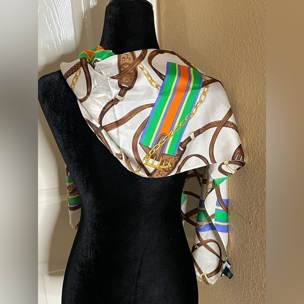 Ralph Lauren Foulard Silk Gold Double Horse Bridal​​​​​​​​​​​​ - Picture 3 of 10